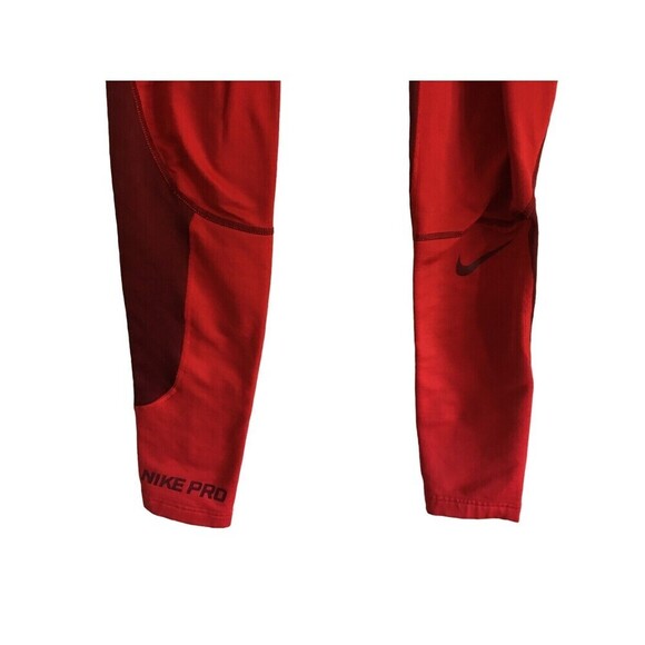 Nike Pro Compression Pants Women's Medium Red Hyper Warm Football - Picture 3 of 8